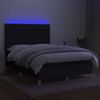 vidaXL Box spring postelja z vzmetnico LED črna 140x190 cm blago