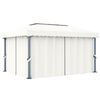 vidaXL Paviljon z zaveso 4x3 m kremno bel aluminij