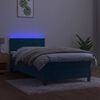 vidaXL Box spring postelja z vzmetnico LED temno modra 100x200cm žamet