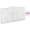vidaXL Obokane gabion ko&scaron;are 15kosov 400x50x200/220cm pocinkano železo