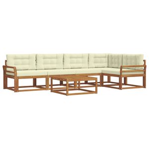 vidaXL Zunanja garnitura za sedenje z blazino 6 pcs Naravna in smetana
