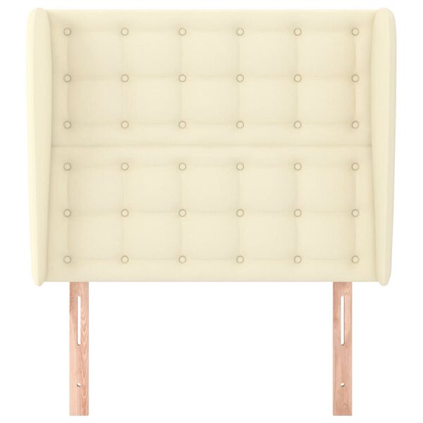 vidaXL Vzglavje z u&scaron;esi krem 103x23x118/128 cm umetno usnje