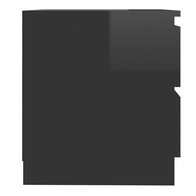 vidaXL Nočna omarica visok sijaj črna 50x39x43,5 cm iverna plošča