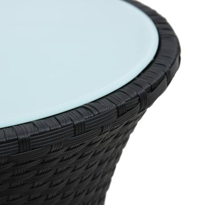 vidaXL Vrtna mizica v obliki bobna črn poli ratan