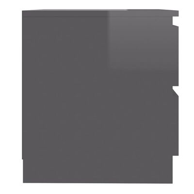 vidaXL Nočna omarica visok sijaj siva 50x39x43,5 cm iverna plošča