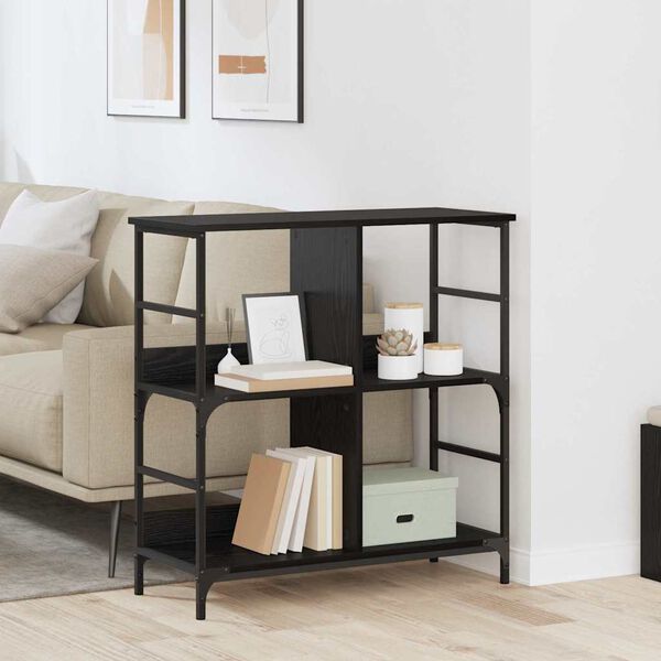 vidaXL Knjižna polica Črni hrast 78,5 x 33 x 82 cm Konstruiran les