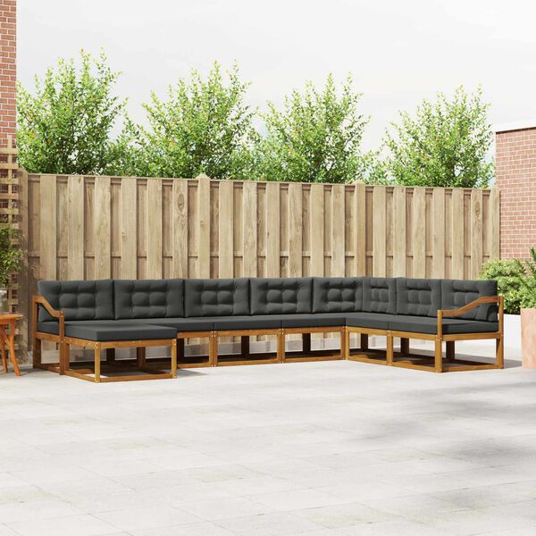 vidaXL Zunanja garnitura za sedenje 8 pcs Naravna in antracitna