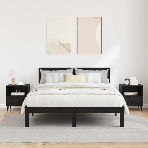 vidaXL Nočna omarica s predalom 2 pcs Črni hrast 40 x 35 x 47.5 cm