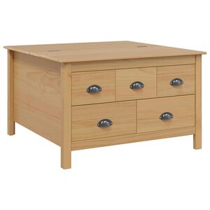 vidaXL Klubska miza s predalom Medeno rjava 79.5 x 79.5 x 49 cm