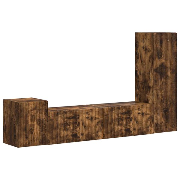 vidaXL Komplet TV omaric 4 pcs Dimljeni oreh Konstruiran les