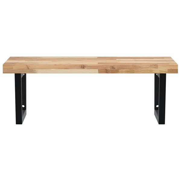 vidaXL Stenska polica za umivalnik jeklo in trden akacijev les