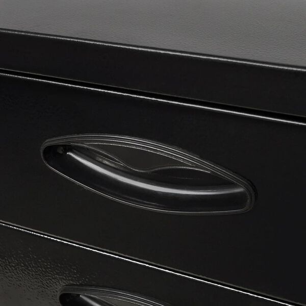 vidaXL Kovinska skrinja za orodje s 3 predali črna