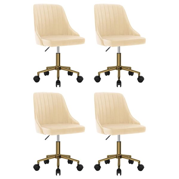 vidaXL Vrtljivi jedilni stoli 4 kosi krem žamet