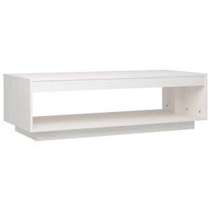 vidaXL Klubska mizica bela 110x50x33,5 cm trdna borovina