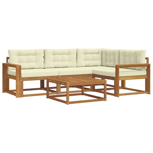 vidaXL Zunanja garnitura za sedenje z blazino 5 pcs Naravna in smetana