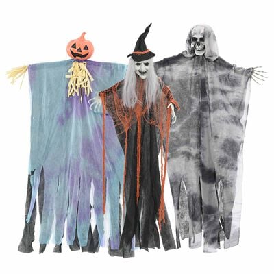 Viseči duhovi za Halloween 3 kosi večbarvni 61 x 97 cm