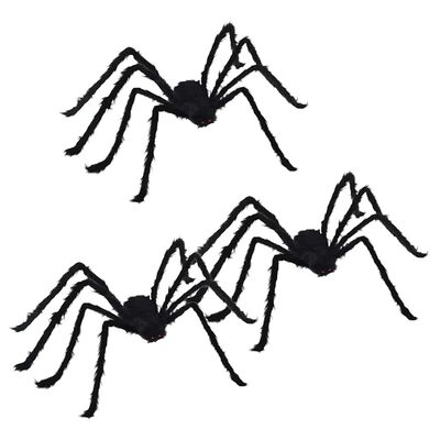 Dekoracija pajek za Halloween 3 kosi črna 150 cm