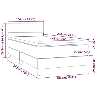 vidaXL Box spring postelja z vzmetnico LED črna 100x200 cm blago