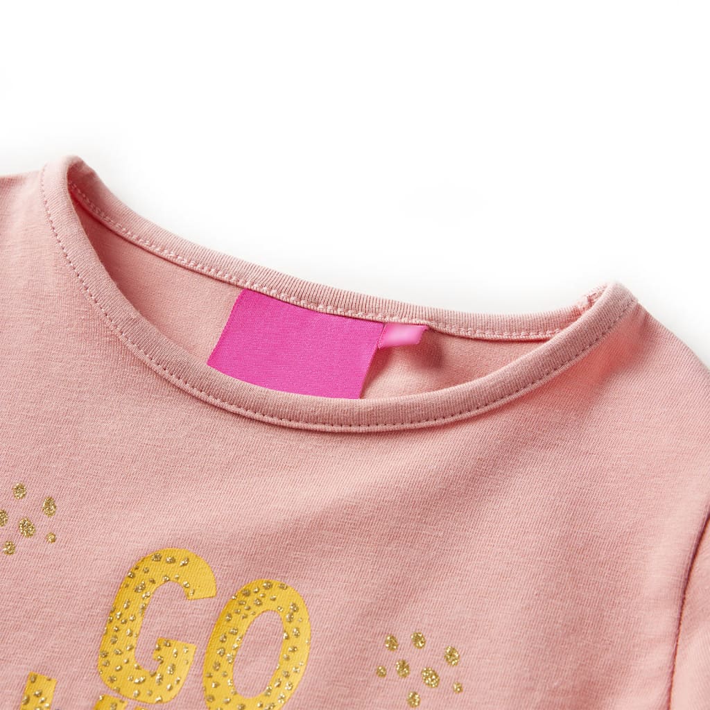 Otroška majica z dolgimi rokavi svetlo roza 92