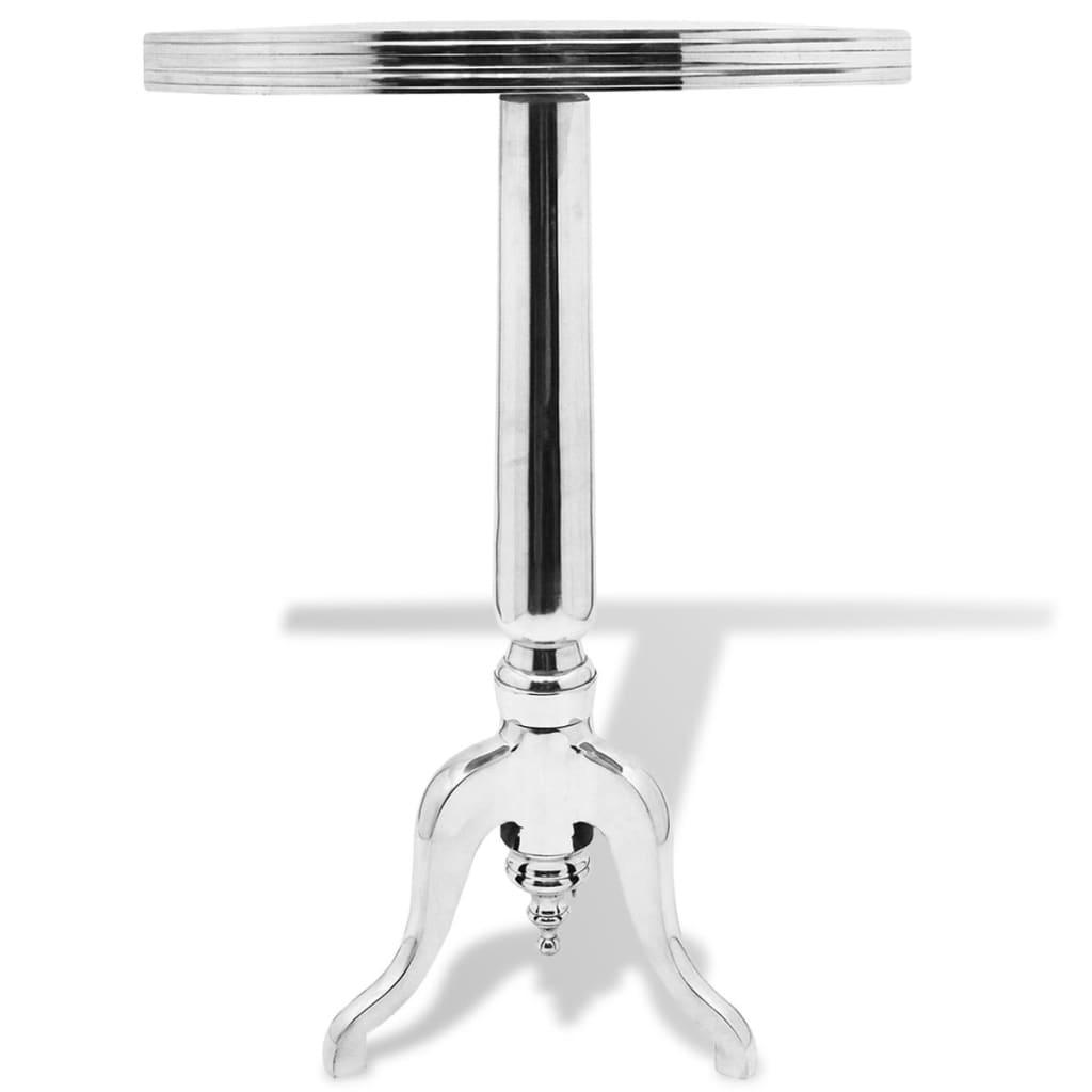 vidaXL Odstavna mizica okrogla aluminij srebrne barve