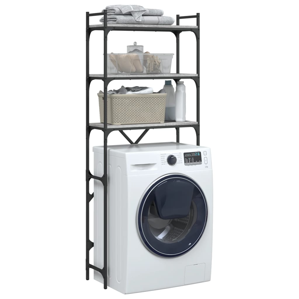 vidaXL Polica za pralni stroj siva sonoma 67x25x163 cm inženirski les