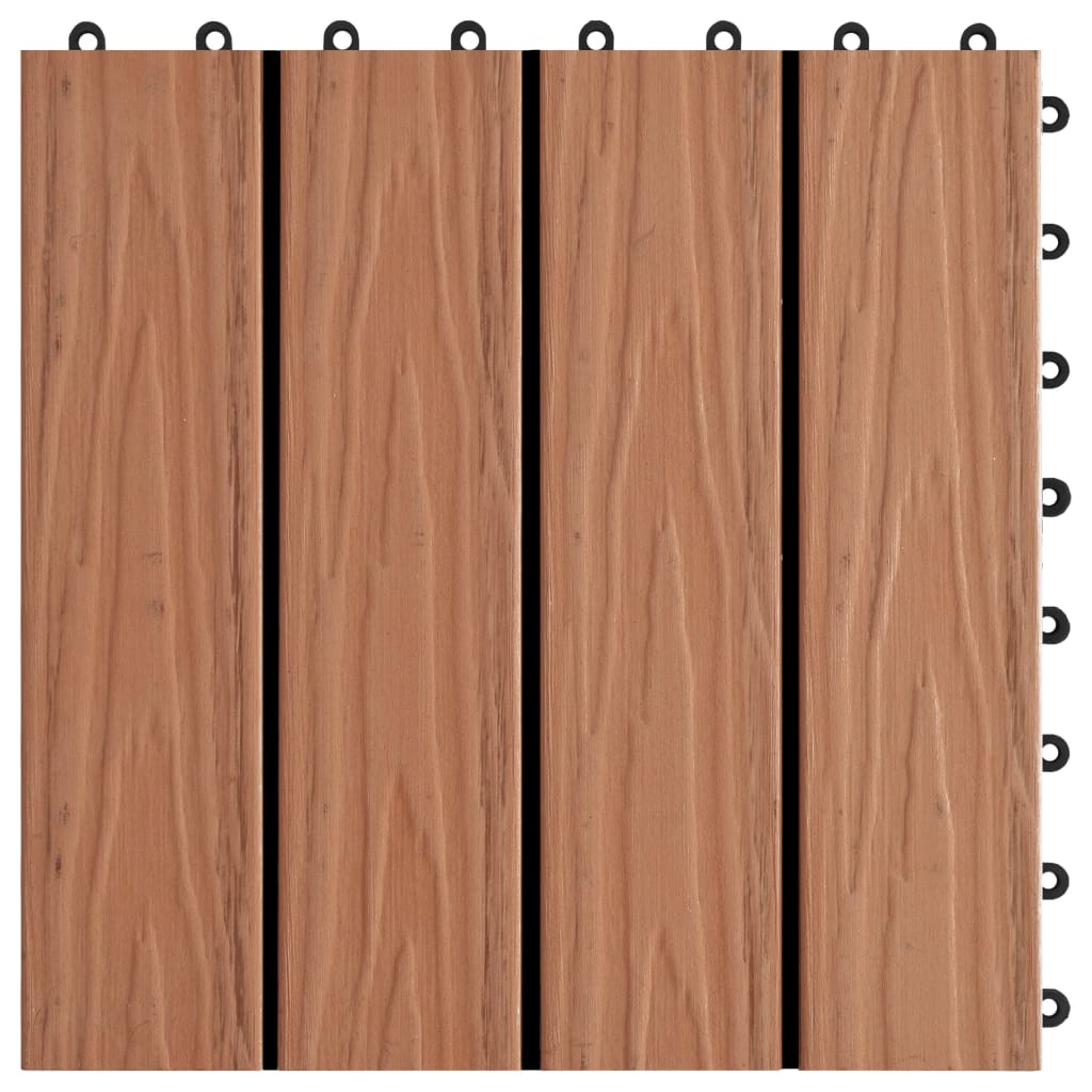 vidaXL 11 talnih plošč globok relief WPC 30x30 cm 1 m² svetlo rjave