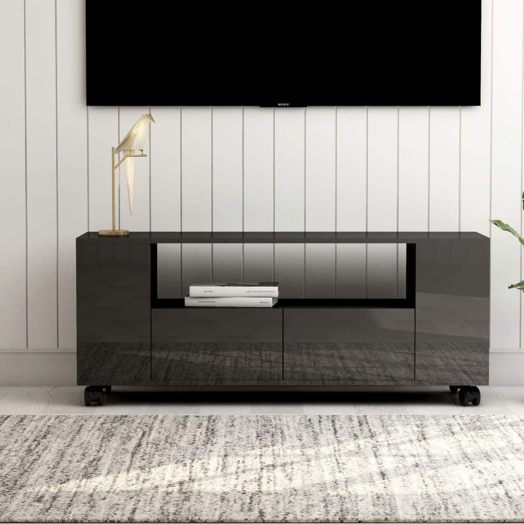 vidaXL TV omarica visok sijaj siva 120x35x48 cm inženirski les
