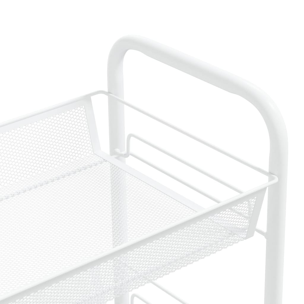 vidaXL 3-nadstropni kuhinjski voziček bel 46x26x64 cm železo
