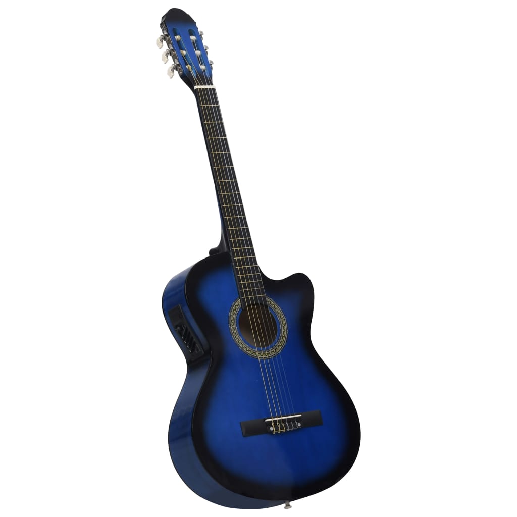 vidaXL Kitara 12-delni komplet z izenačevalnikom s 6 strunami modra