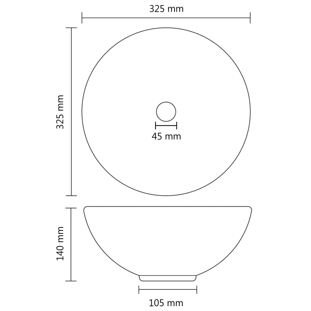 vidaXL Razkošen umivalnik okrogel mat krem 32,5x14 cm keramičen