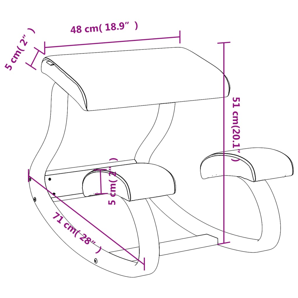 vidaXL Klečalni stol rjav 48x71x51 cm vezana plošča breza