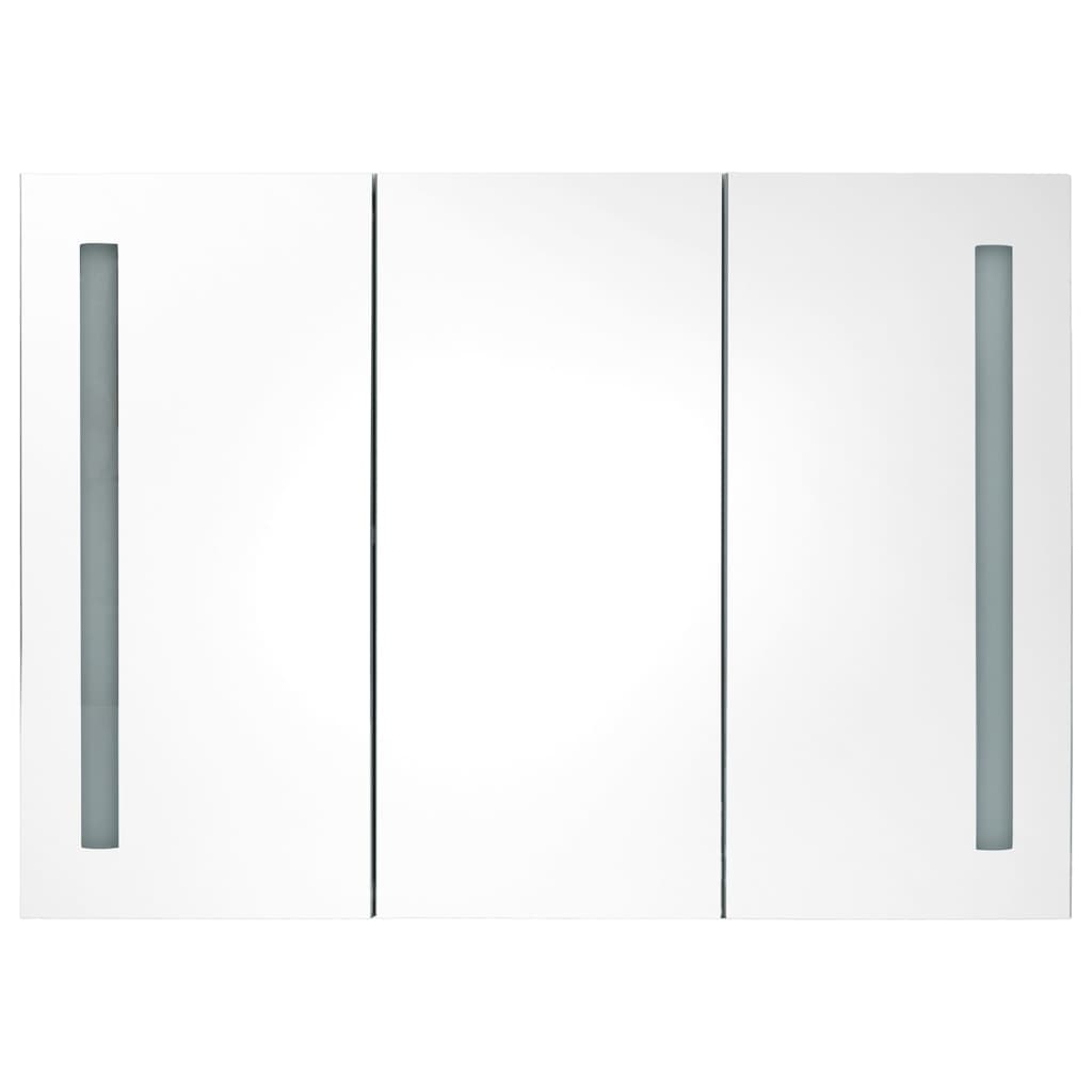 vidaXL LED kopalniška omarica z ogledalom 89x14x62 cm siva