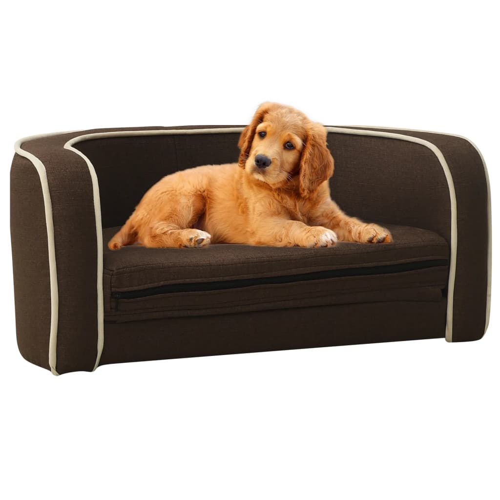 vidaXL Zložljiv pasji kavč rjav 76x71x30 cm s platneno pralno blazino