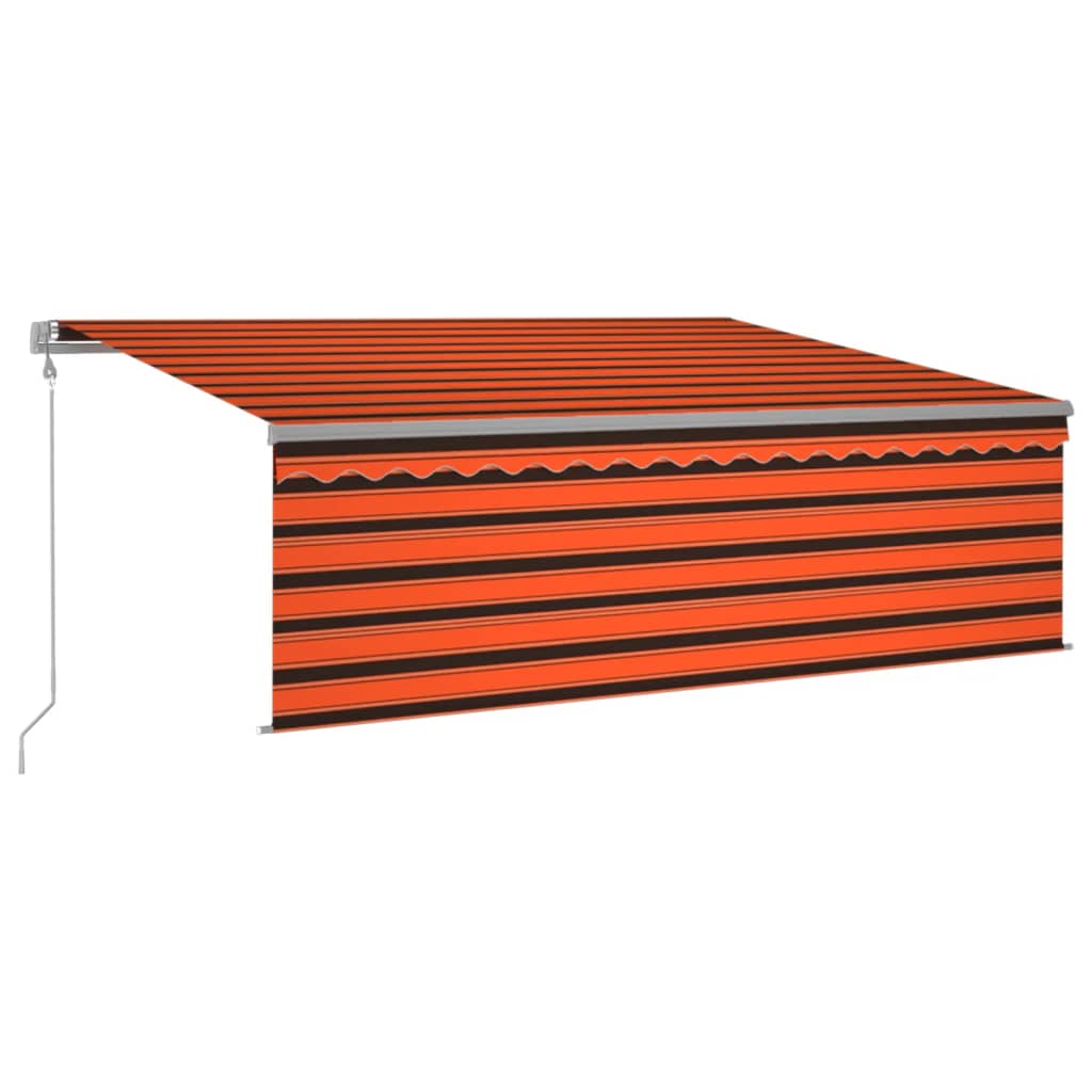 vidaXL Avtomatsko zložljiva tenda s senčilom 4,5x3 m oranžna in rjava