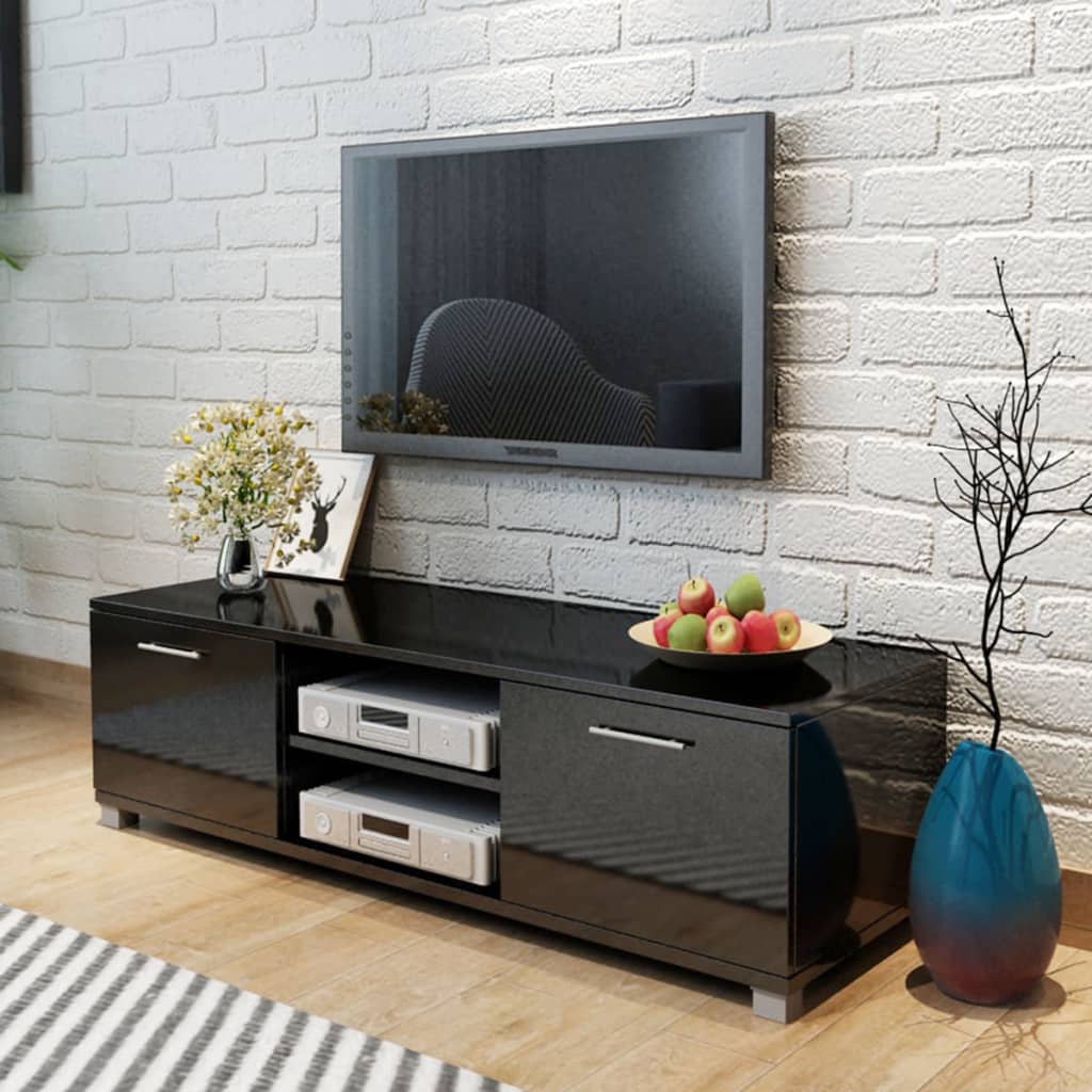 vidaXL TV omarica visok sijaj črna 120x40,3x34,7 cm