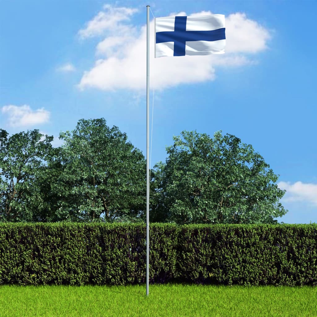 vidaXL Zastava Finske in aluminijast zastavni drog 6,2 m