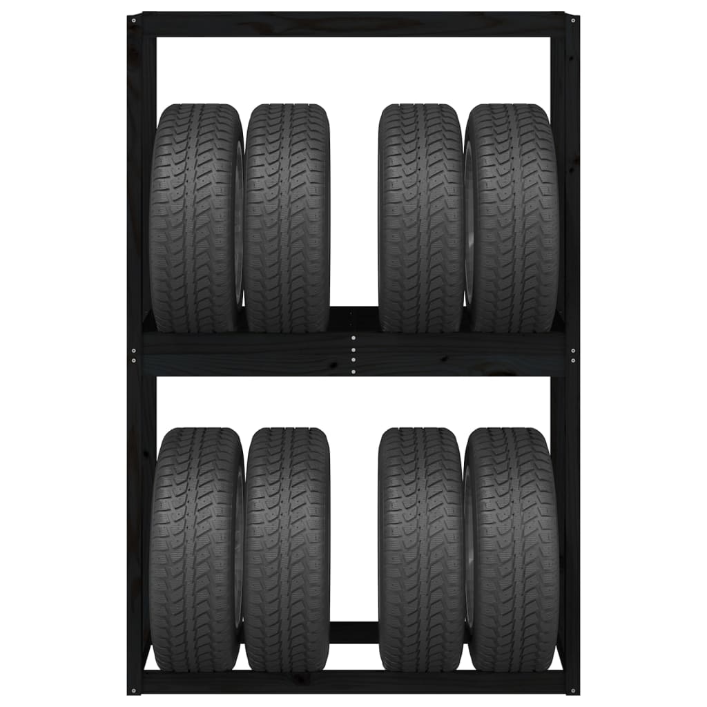 vidaXL Regal za pnevmatike črn 120x40x180 cm trdna borovina