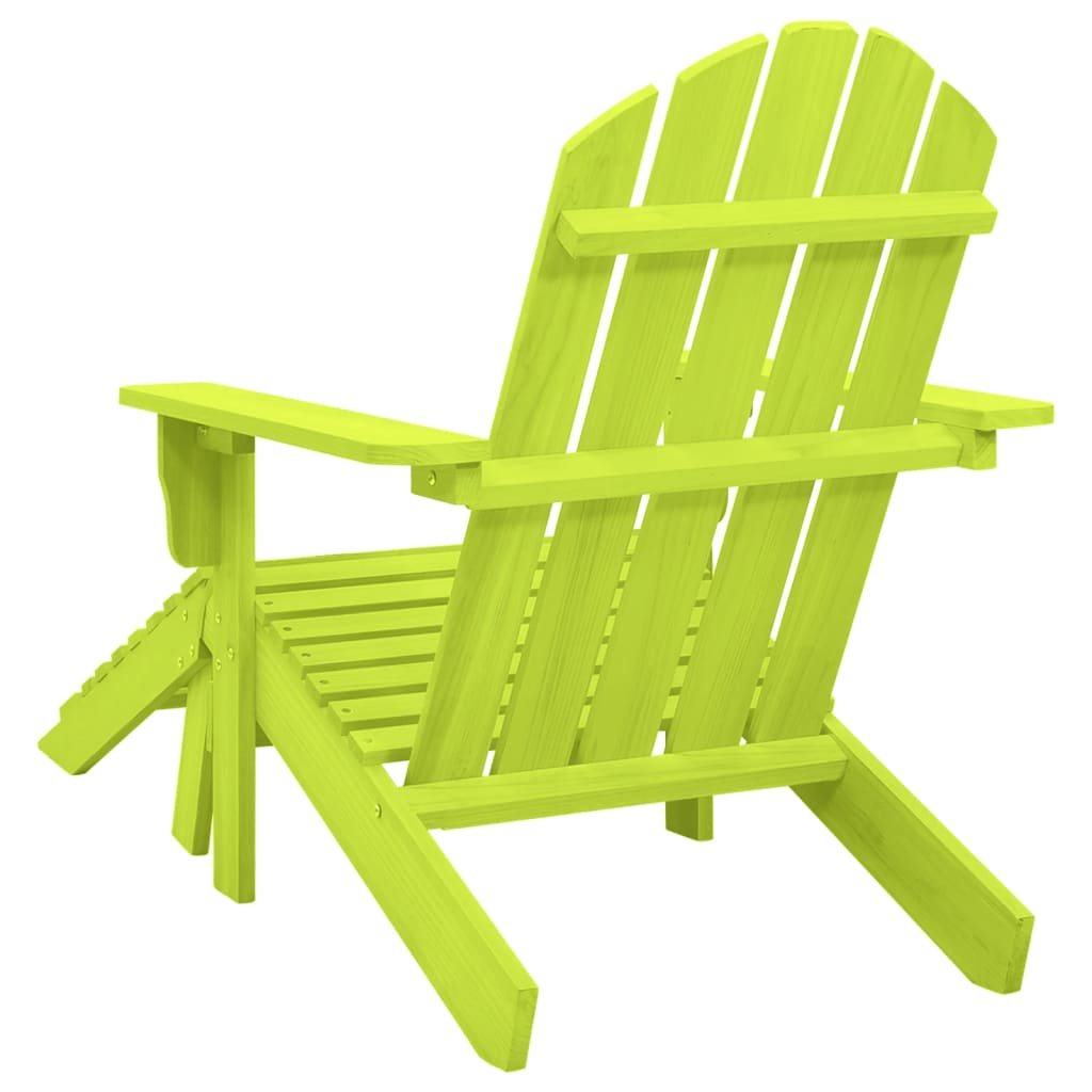 vidaXL Vrtni stol Adirondack z naslonjalom za noge les jelke zelen