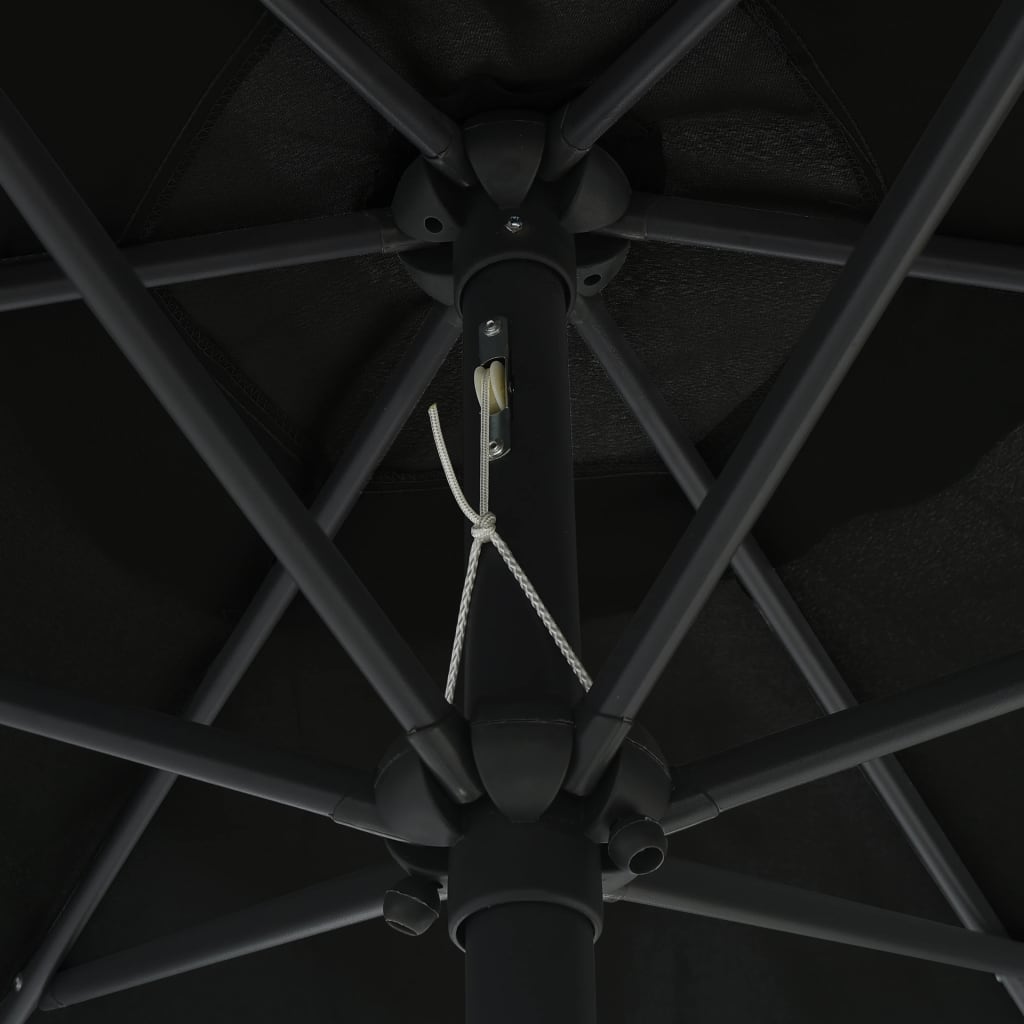 vidaXL Zunanji senčnik z aluminijastim drogom 270x246 cm črn