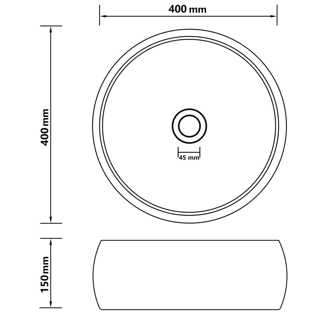 vidaXL Razkošen umivalnik okrogel mat svetlo moder 40x15 cm keramičen