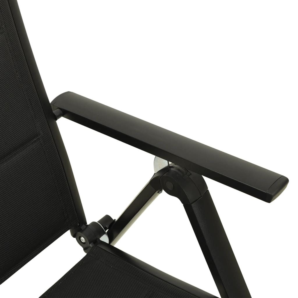 vidaXL Zložljivi vrtni stoli 2 kosa tekstil in aluminij črni