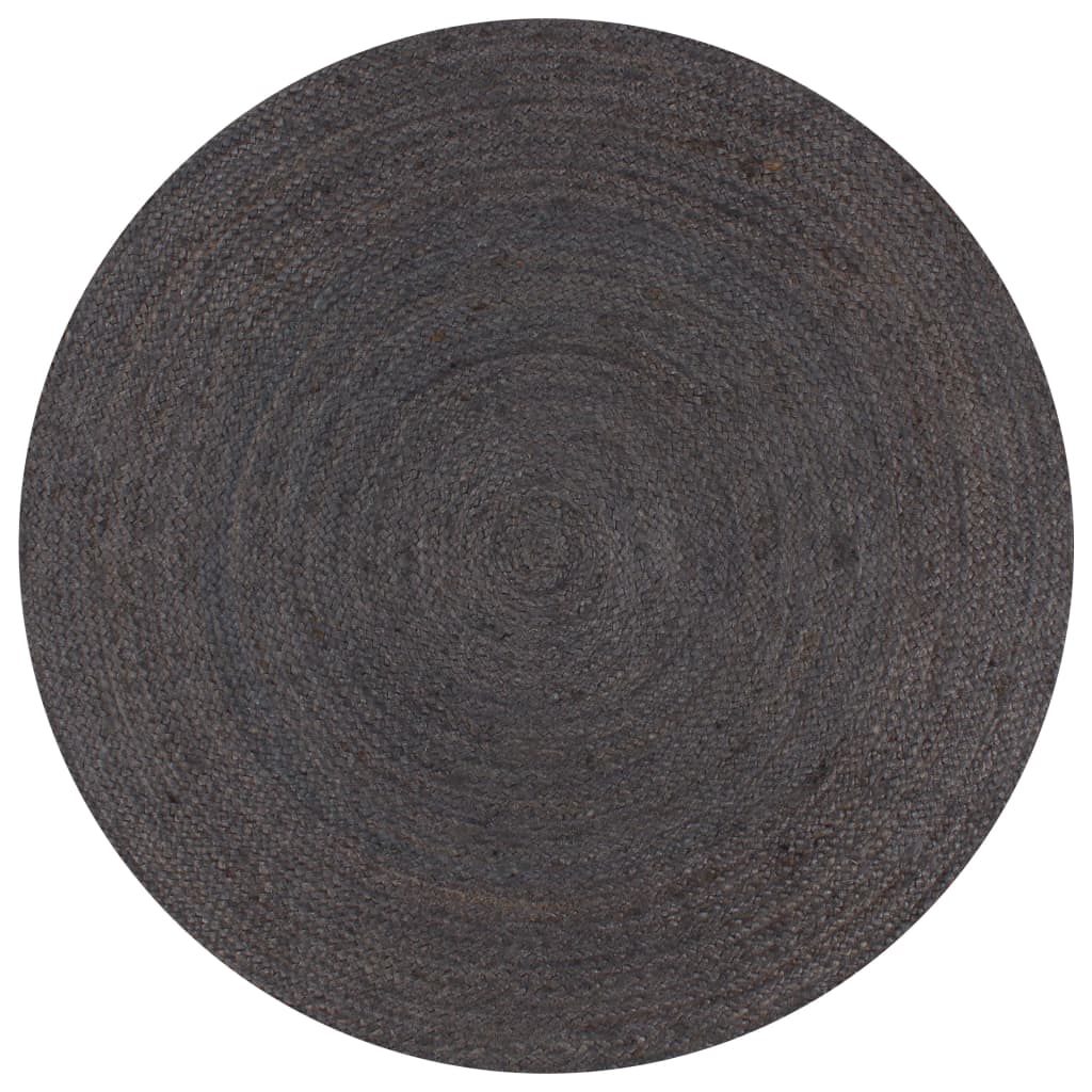 vidaXL Preproga iz jute okrogla ročno delo 120 cm temno siva