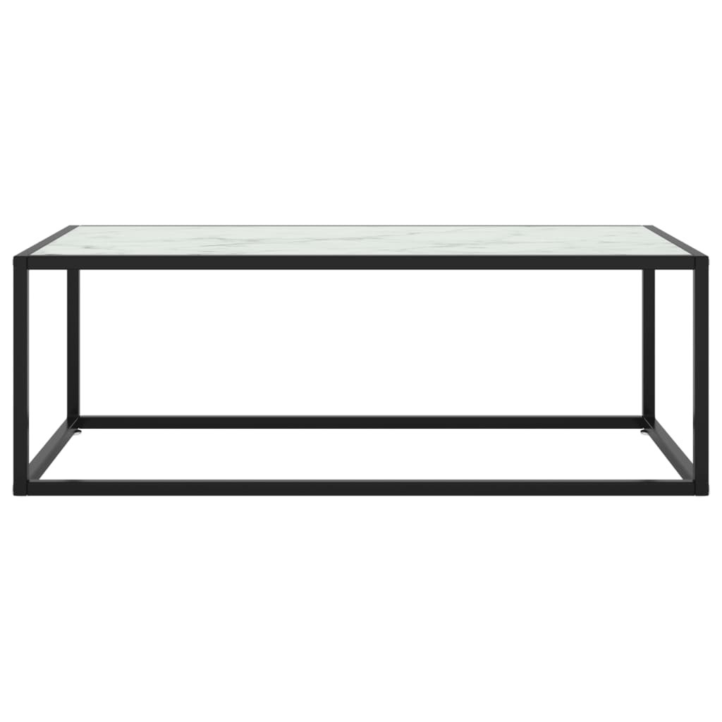 vidaXL Klubska mizica črna z belim marmornim steklom 100x50x35 cm