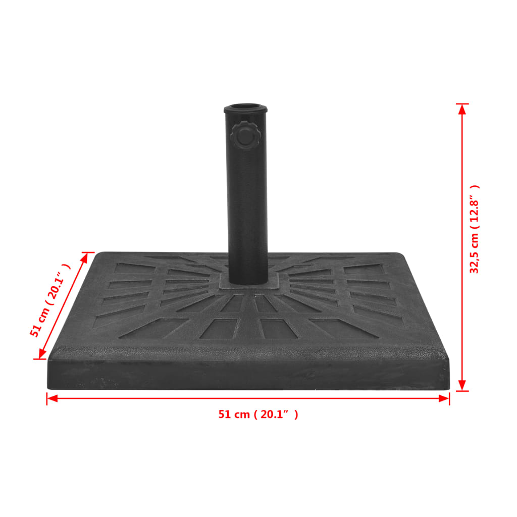 vidaXL Podstavek za senčnik kvadraten črne barve 19 kg