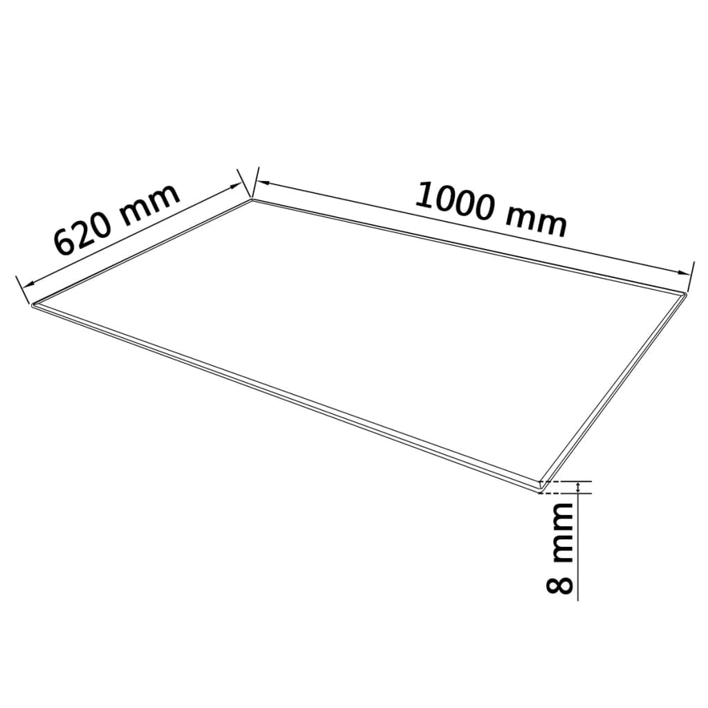vidaXL Površina za Mizo Kaljeno Steklo Pravokotna 1000x620 mm