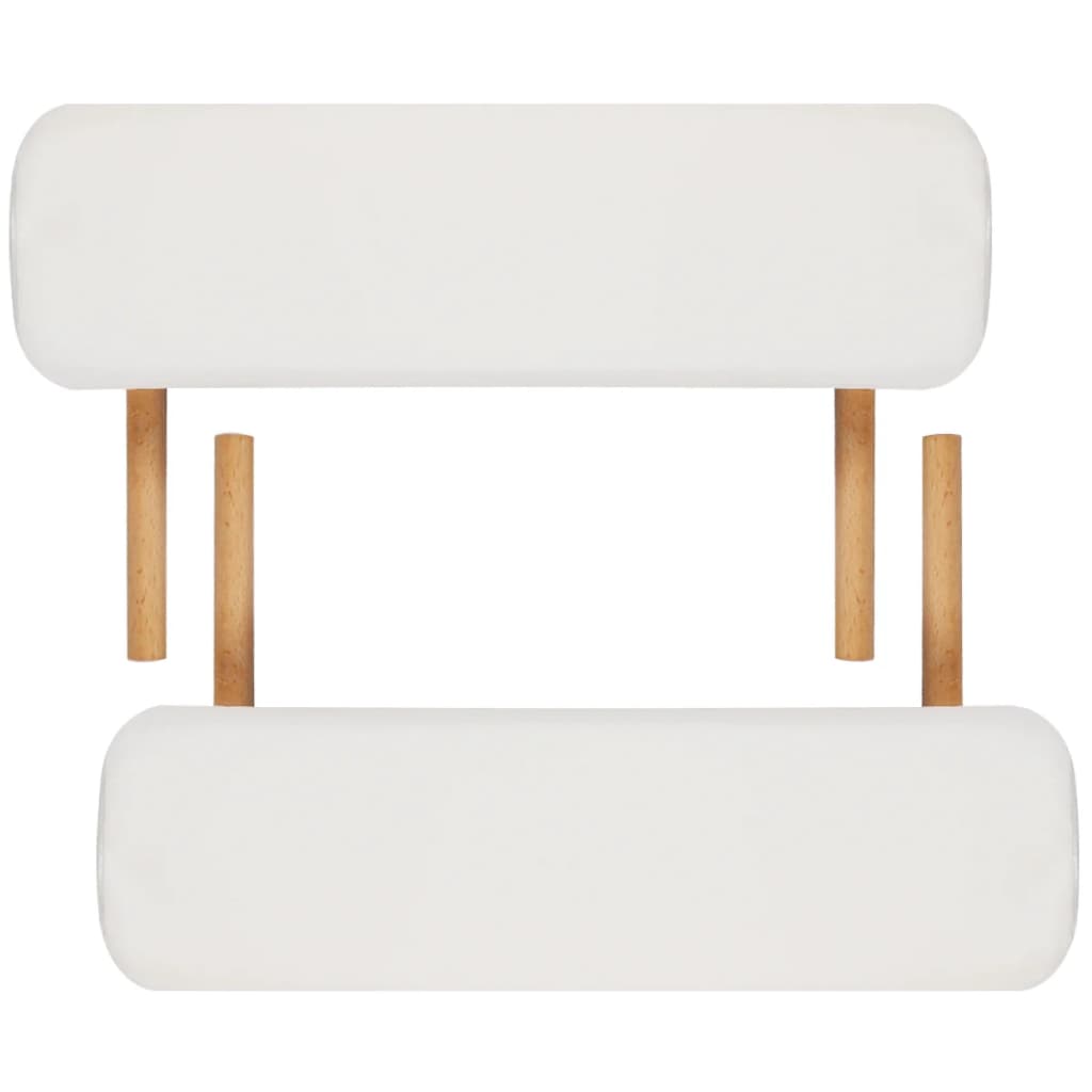 vidaXL Zložljiva masažna miza 2 coni z lesenim okvirjem kremno bela