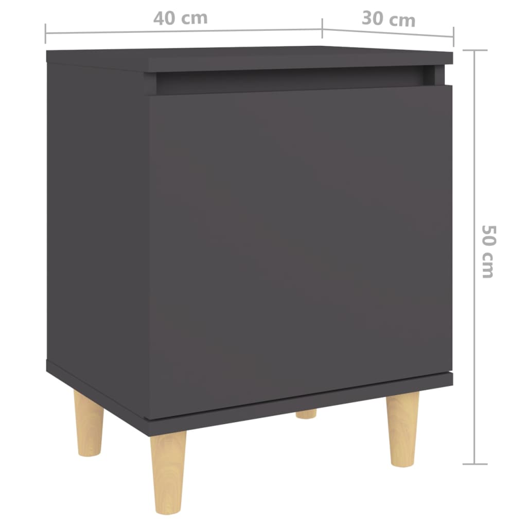 vidaXL Nočna omarica z lesenimi nogami 2 kosa siva 40x30x50 cm