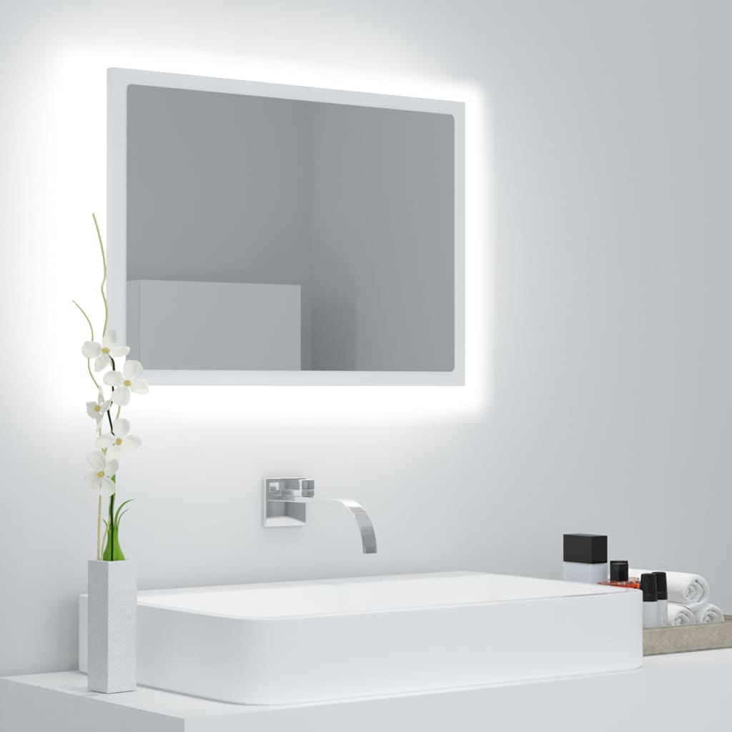 vidaXL LED kopalniško ogledalo belo 60x8,5x37 cm akril