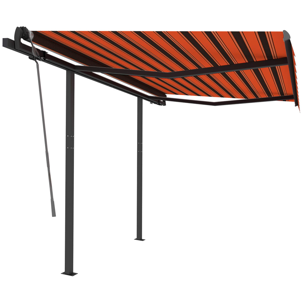 vidaXL Ročno zložljiva tenda z LED lučkami 3,5x2,5 m oranžna in rjava