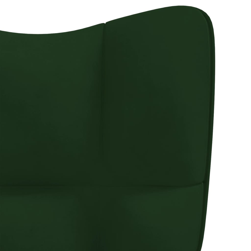 vidaXL Gugalni stol temno zelen žamet